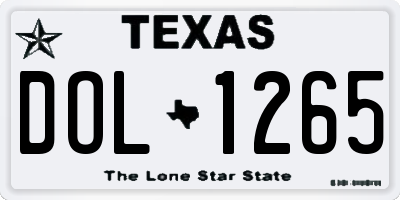 TX license plate DOL1265