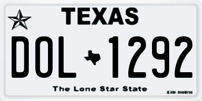 TX license plate DOL1292
