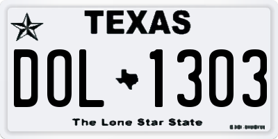 TX license plate DOL1303