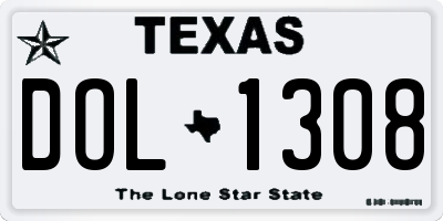 TX license plate DOL1308