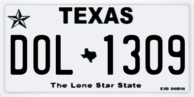 TX license plate DOL1309
