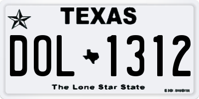 TX license plate DOL1312