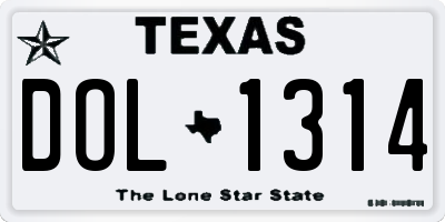 TX license plate DOL1314