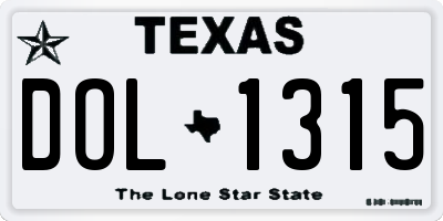 TX license plate DOL1315