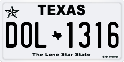 TX license plate DOL1316