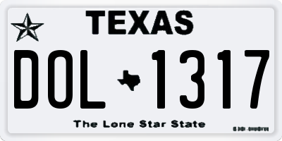 TX license plate DOL1317