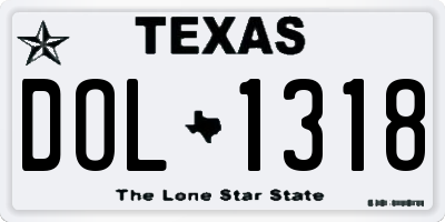 TX license plate DOL1318
