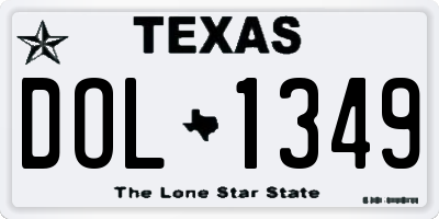 TX license plate DOL1349
