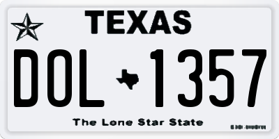 TX license plate DOL1357