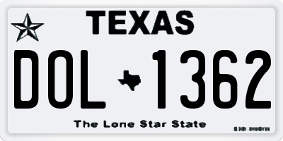 TX license plate DOL1362