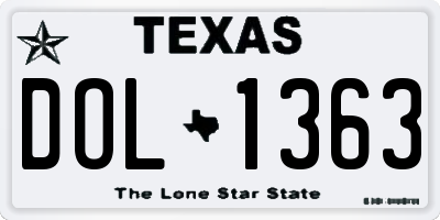 TX license plate DOL1363