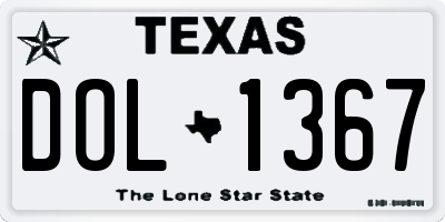 TX license plate DOL1367