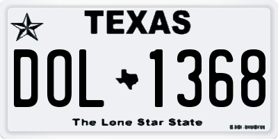 TX license plate DOL1368