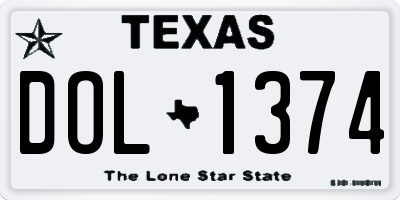TX license plate DOL1374