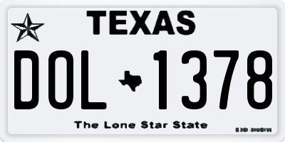 TX license plate DOL1378