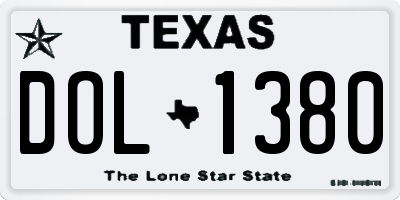 TX license plate DOL1380