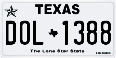 TX license plate DOL1388
