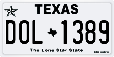 TX license plate DOL1389