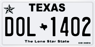 TX license plate DOL1402