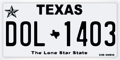 TX license plate DOL1403