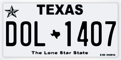 TX license plate DOL1407