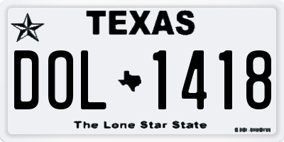 TX license plate DOL1418