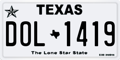 TX license plate DOL1419