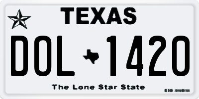 TX license plate DOL1420