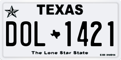 TX license plate DOL1421