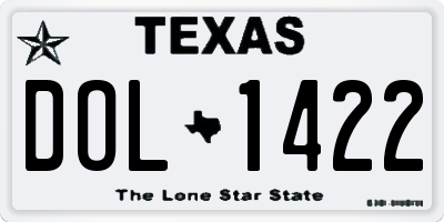 TX license plate DOL1422
