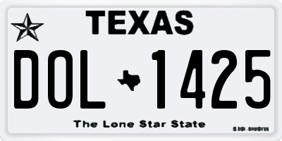 TX license plate DOL1425