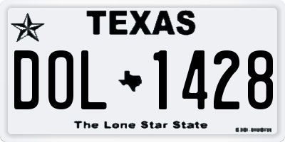 TX license plate DOL1428