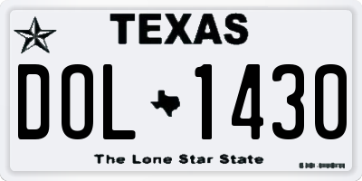 TX license plate DOL1430