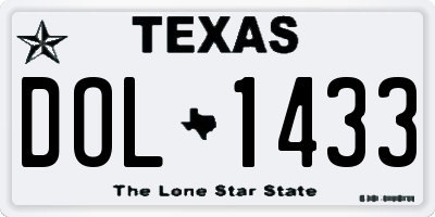 TX license plate DOL1433