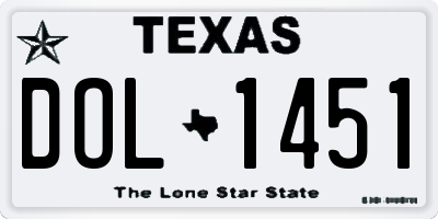 TX license plate DOL1451