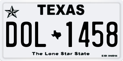 TX license plate DOL1458