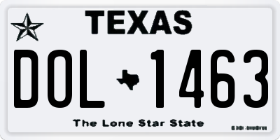 TX license plate DOL1463