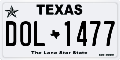 TX license plate DOL1477