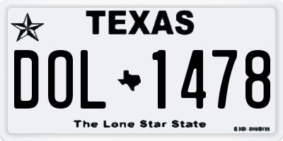 TX license plate DOL1478