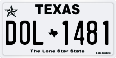 TX license plate DOL1481