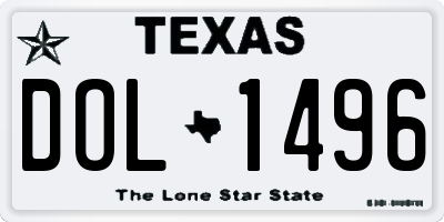 TX license plate DOL1496