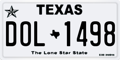 TX license plate DOL1498