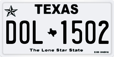 TX license plate DOL1502