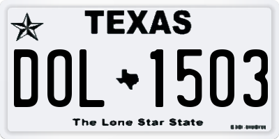 TX license plate DOL1503