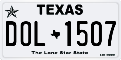 TX license plate DOL1507