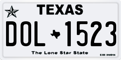 TX license plate DOL1523