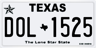 TX license plate DOL1525
