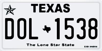 TX license plate DOL1538