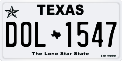 TX license plate DOL1547