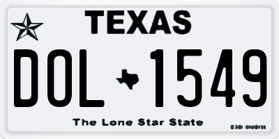 TX license plate DOL1549